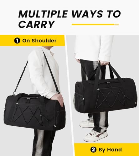Vorspack 21-Inch Gym Bag with Shoe Compartment - Black, Travel & Sports Duffle