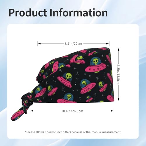 Adjustable Scrub Cap with Sweatband - Breathable Work Hat for Men Women - Alien in Cup
