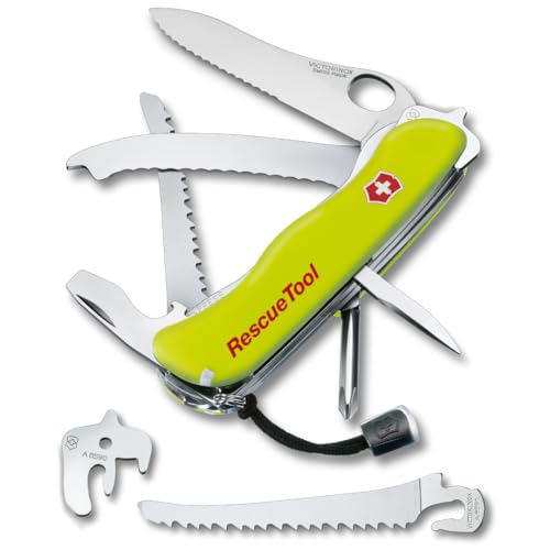 Victorinox Rescue Tool Swiss Army Knife - 13 Functions, Fluorescent Yellow, Old Packaging