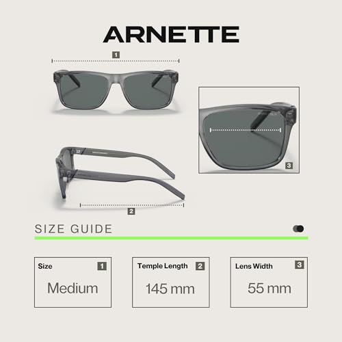 ARNETTE Bandra AN4298 Square Sunglasses for Men, Transparent Gray, Polarized, 55mm