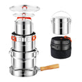 Camping Cookware Set 304 Stainless Steel Pots and Pans for Outdoor Cooking