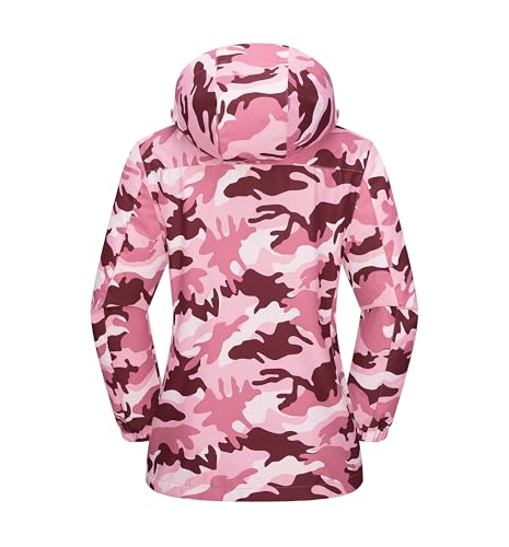 Women's 3-in-1 Pink Camo Winter Ski Coat Waterproof Windproof Fleece Lined Parka