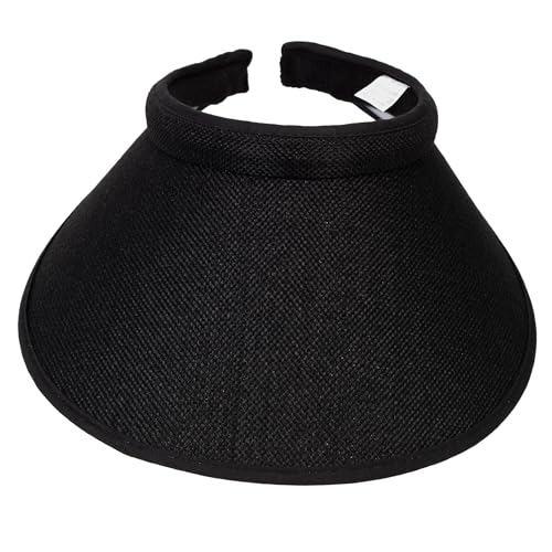 Women's Wide Brim Visor - 5 Inch Clip-On Sports Hat Black, One Size