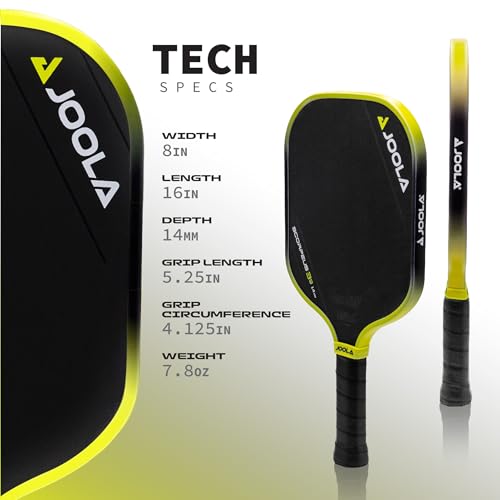 JOOLA Scorpeus Pickleball Paddle - Raw Carbon Fiber Surface, 14mm, Wide Body & Aero Curve, UPA-A Certified
