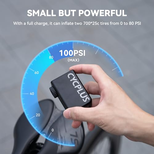CYCPLUS Tiny Bike Pump Black - Portable Electric Inflator for Bicycle Tires