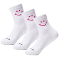 Performance Golf Socks - Breathable Sweat-Wicking Quarter-Height Socks Pink Smiley Medium-Large 3-Pack