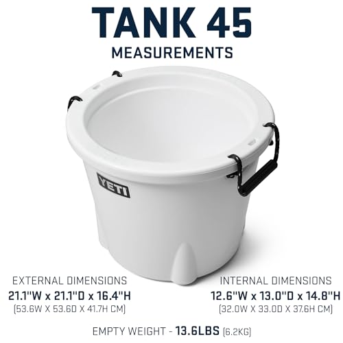 YETI Tank 45 Cooler - White, Insulated Ice Chest for Parties & Outdoors