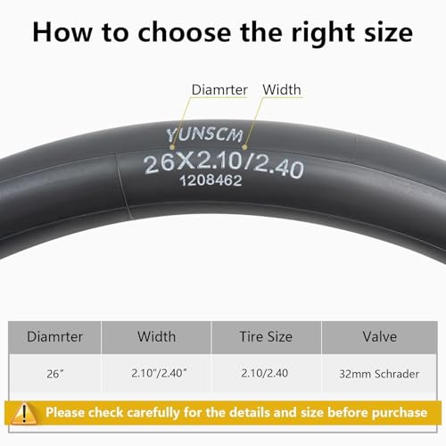 Heavy Duty Bike Inner Tubes 26x2.10-2.40 with Schrader Valve - Pack of 2