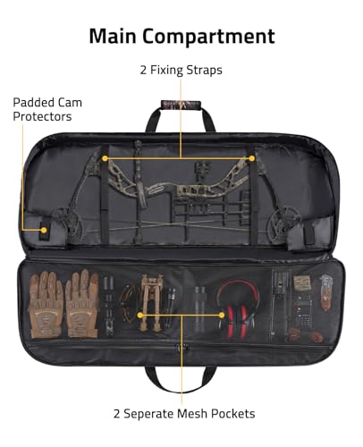 CVLIFE 44x17 Inch Soft Compound Bow Case with Multiple Pockets & Adjustable Straps