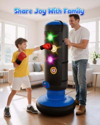 Kids Punching Bag Boxing Set with Lights, Music, and Score Counter