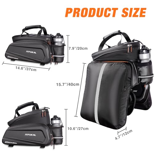 JXFUKAL 40L Waterproof Hard Shell Bike Bag with Expansion Layer for E-Bike Rear Rack