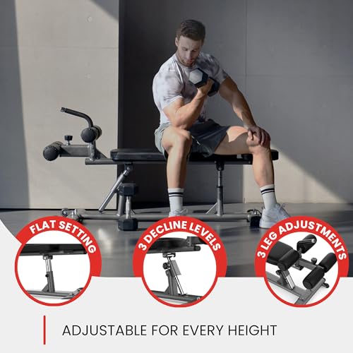FF Finer Form Black Semi-Commercial Decline & Flat Weight Bench for Home Gym