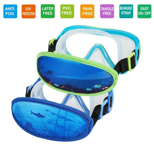 Kids Swim Goggles 2 Pack - No Tangle Strap, Diving Mask for Youth 6-14 - Blue