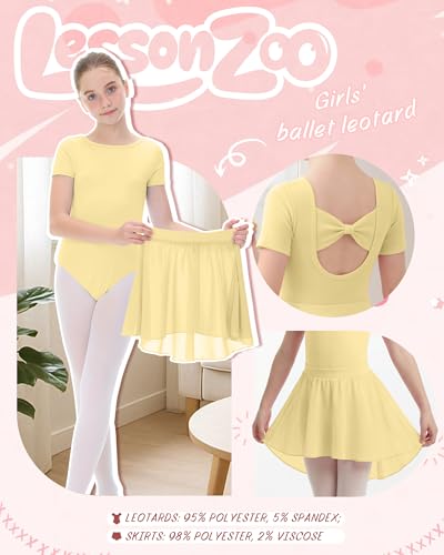 Girls Ballet Leotards 3 Pack - Light Purple, Yellow, Light Blue, Sizes 4-6 Years