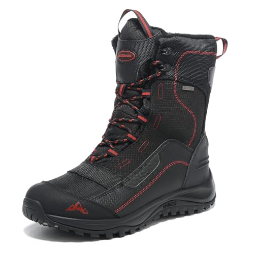 ROCKMARK Men's Waterproof Snow Boots Red 9 - Warm Mid-Calf Outdoor Winter Shoes