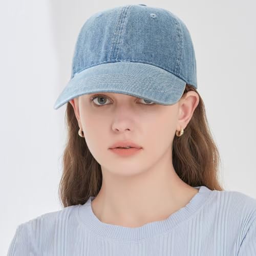 Blue Adjustable Baseball Cap for Men Women Classic Strapback Sun Hat