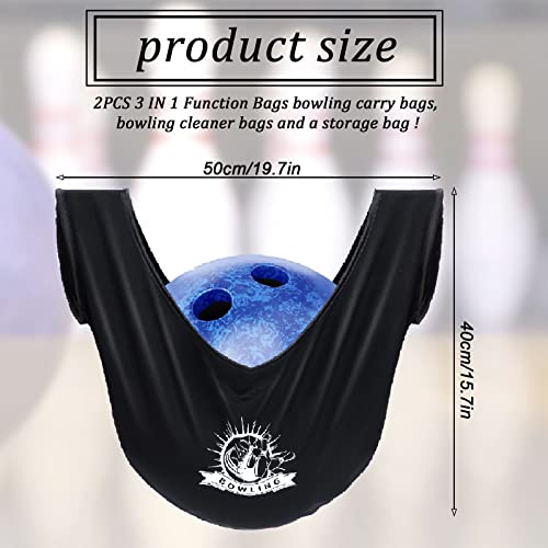 2 Pcs Washable Bowling Ball Cleaner Bags with Towels - Black