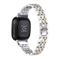 Silver Champagne Gold Bling Metal Watch Band for Fitbit Versa 4 Sense 2