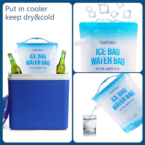 5lb Reusable Ice Bags for Cooler - 6 Pack, Leakproof Ice Cube Bags