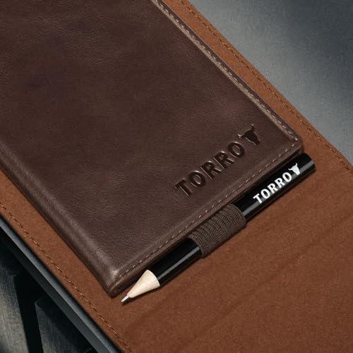Genuine Leather Golf Scorecard and Yardage Book Holder - Dark Brown