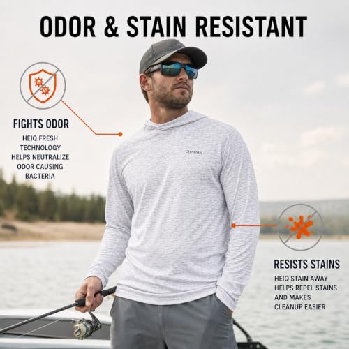 Simms Waterline Sun Hoody - Overcast Wave Print, Large
