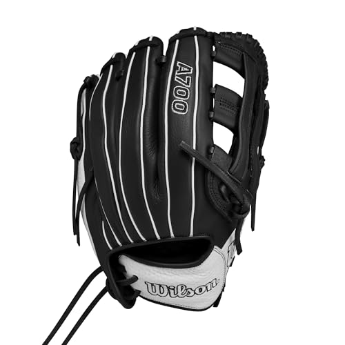 Wilson A700 12" Fastpitch Softball Glove Black/White - Right Hand Throw, Infield