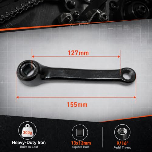 127mm Exercise Bike Crank Left - 9/16" Pedal Hole, 13x13mm Square