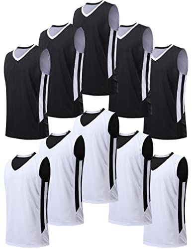 Youth Boys Reversible Basketball Jerseys Set - Large Black White 10 Pack