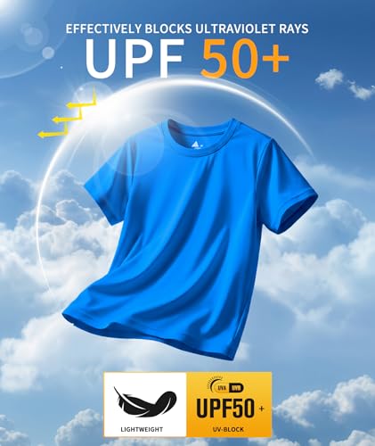 Men's Short Sleeve T-Shirts Pack - Quick Dry Athletic Workout Shirts, X-Large, Light Blue & More
