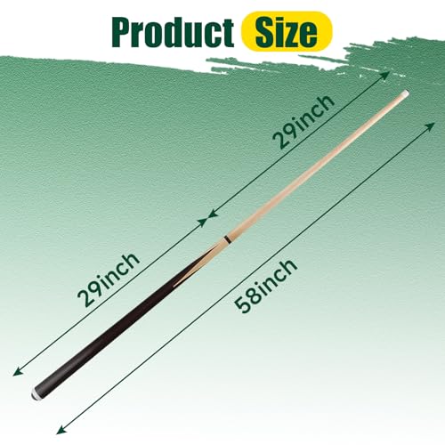 58-Inch Pool Cue Set 2 Pieces 20 Oz Heavy Duty Billiard Cues - Portable & Durable