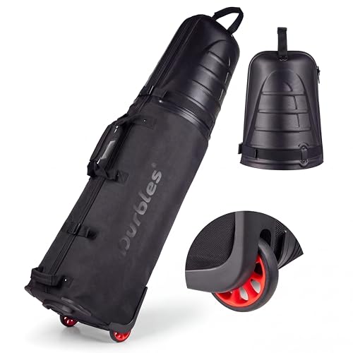Durbles Black Hard Shell Golf Travel Bag with Waterproof Fabric & Wheels