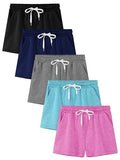 Girls Athletic Shorts 5 Pack - Dry-Fit Kids Soccer & Basketball Shorts