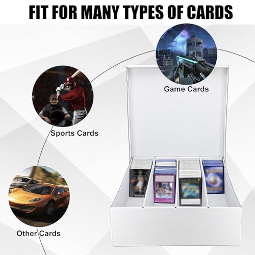 4 Row Trading Card Storage Box 5 Pack - 3200 Count Supporters & Dividers, White, 12in