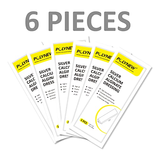Silver Calcium Alginate Wound Dressings - Absorbent Painless Treatment for Burns Ulcers 6 Pack