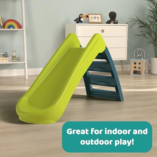 Kids Foldable Slide - Indoor & Outdoor Playset in Green, Safe & Lightweight