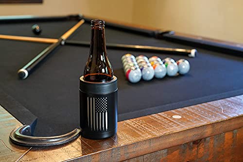 American Flag Insulated Can Cooler - Stainless Steel 12oz Bottle Holder - Engraved USA Flag Gift