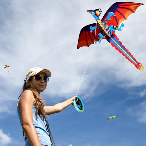 Dragon Kite with Reel - Upgraded Classical Stereoscopic Flying Kites for Kids & Adults