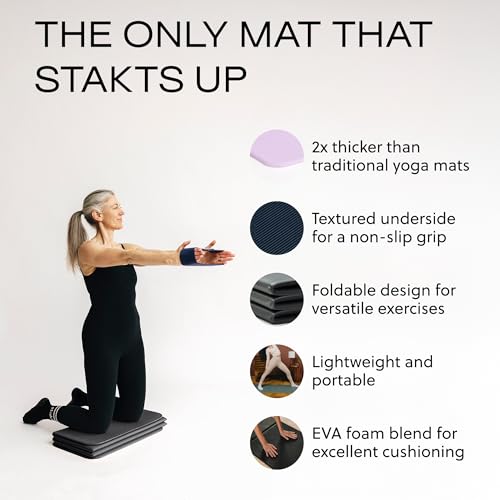 Stakt Foldable Yoga Mat Pro Black - Non Slip 2-in-1 Exercise & Pilates Mat