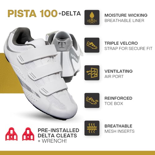 Tommaso Pista Peloton Women's Cycling Shoes - White Delta Cleats, Indoor Bike