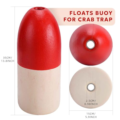 Crab Trap Float and Leaded Core Rope Set - 5/16" Diameter, 100Ft, Red & White Buoy with Harness