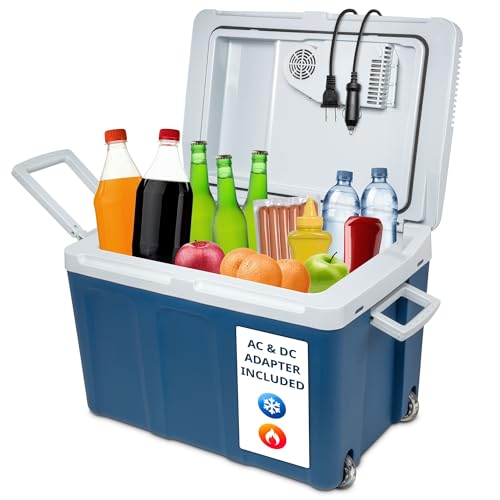 Ivation 48 Quart Electric Cooler & Warmer with Wheels & Handle, Portable 45L Travel Refrigerator