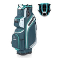 T WINSOLOGY Lightweight Golf Cart Bag with 14 Dividers, 11 Pockets, Cooler, INK BLUE/WHITE/MINT