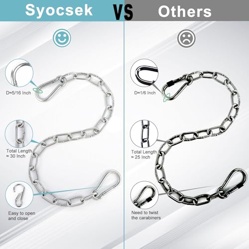 30 Inch Heavy Duty Stainless Steel Chain with Carabiners - Extender for Punching Bags, Porch Swings, Hammocks - Variation 1PC-30 Inch