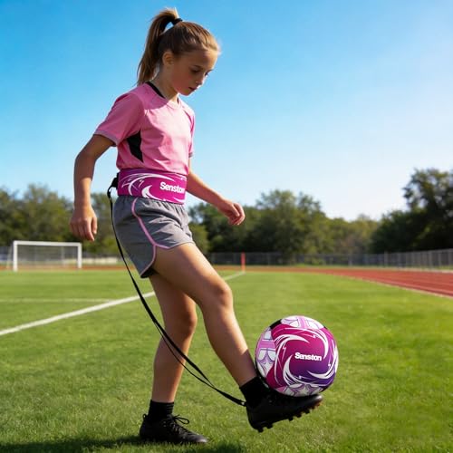 Senston Soccer and Volleyball Training Belt - Pink Adjustable Practice Aid for Ball Size 3, 4, and 5