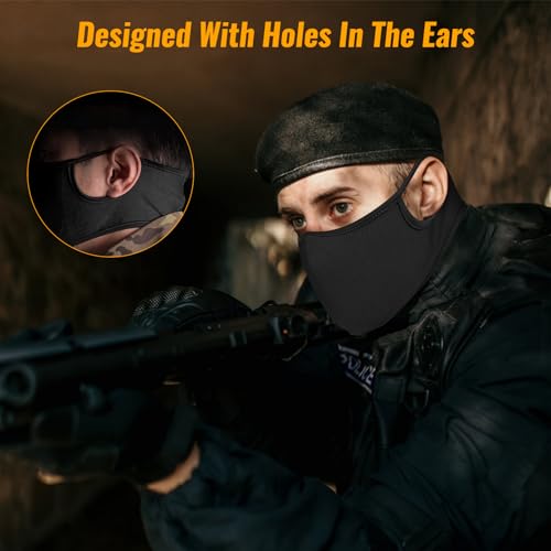 Black Large Tactical Airsoft Mask Half Face Mesh Breathable Silicone Protective Gear