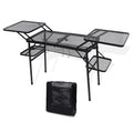 Nice C Black Camping Folding Metal Table with 4 Side Tables for Outdoor Cooking