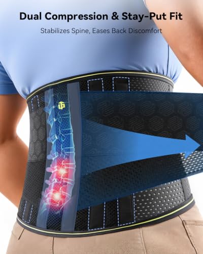 Back Brace for Women & Men Large Support Lower Back Sciatica Pain Relief Black