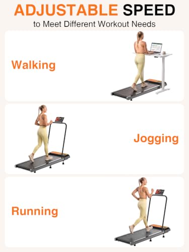 Yellow Under Desk Treadmill with Incline, Portable Walking Pad & Handlebar