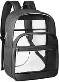KIMNERPU Clear Backpack - Heavy Duty Transparent Bookbag with Reinforced Straps | X-Large Black for School & Travel