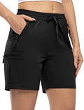 Women's Hiking Cargo Shorts - Quick Dry with Pockets, Medium Black